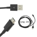 Câble Micro USB Noir 2M Pour YEZZ Andy AZ4.5 - Andy A6M - Andy A5QP - Andy A5 - Andy A4M - Andy A4.5