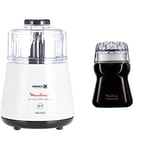 Moulinex Hachoir Électrique La Moulinette Hacher Mixer Viande Légumes Herbes Ails Oignons Fruits Secs Sauces 1000W Blanc & Moulin à Grain Électrique Dehli Café Épices Fruits Secs Moudre 180W Noir