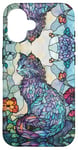 Coque pour iPhone 16 Selkirk Rex Cat Curly Hair Stained Art Effect Stain Floral