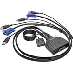 KVM à câble USB/VGA à 2 Ports avec câbles et Partage de périphériques USB.