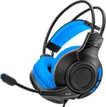 Atlas Casque Gaming pour PS4/PS5/Xbox One/Xbox Series XS/PC/Mobile, Casque Filaire Ultra Léger avec Microphone Pliable, Haut-parleurs de 50mm, Cable de 3.5mm - Bleu