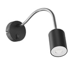 Lampe de lecture WAIKA avec col de cygne et interrupteur noir mat, incl. LED