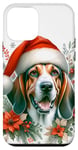 iPhone 12 mini Christmas American English Coonhound Dog Watercolor Artwork Case