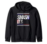 Funny Smash It - Badminton Player Zip Hoodie