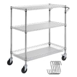 VEVOR Chariot de Rangement Desserte 3 Niveaux 88,9x45,7x90,2 cm 300 kg Cuisine 