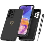 Yichxu Coque pour Samsung Galaxy A23 5G avec Cordon, Ultra Mince Silicone Souple Étui, Motif Coeur d'amour Housse, Gel Souple TPU Antichoc Case avec Corde pour Samsung A23 5G/4G, Noir