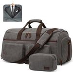 S-ZONE Sac à vêtements de Voyage pour Homme, Sac de Voyage Convertible, Valise à Suspendre, Sac de Voyage avec Trousse de Toilette, Gris, 50L