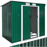 tectake® Abri de Jardin en métal Cabane de Jardin à Outils en Métal Monopente avec Fondation pour Rangement et Stockage extérieurs Moto, Vélo, Tondeuse, Brouette, Outils de Jardinage 213x130x173 cm