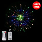 240 LED Battery Operated Firework Copper Hanging Fairy String Lights 8 Modes