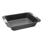 Laura Ashley Non-Stick Oven Roasting Pan Extra Large 38cm, Dishwasher, Freezer & Oven Safe Roasting Pan, Bakeware, Sage Green Silicone Handles, Pale Charcoal for Baking & Roasting (PFAO/PFAS Free)