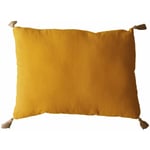 Enjoy Home - Coussin à pompons non déhoussable 50 x 70 cm pao-pao coloris moutarde