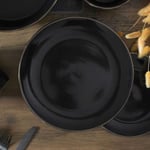 HOME DECO FACTORY, KA0134, Assiette en Porcelaine Noire avec liseré doré, Design élégant et Durable, idéale pour Tous Vos Repas, Compatible Lave-Vaisselle, D26 cm, Noir/Or