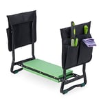 Relaxdays Agenouilloir Jardinage, Pliable, rembourré, soulage articulations, Pochettes latérales, Max.150 kg, Noir-Vert