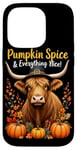 Coque pour iPhone 14 Pro Thanksgiving, vache des Highlands, potiron, épices et tout ce qui est bon