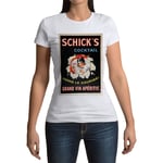 T-Shirt Femme Col Rond Shick's Cocktail Art Deco Affiche Publicitaire Ancienne Vintage