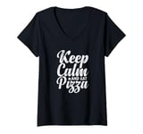 Womens Keep Calm and eat Pizza Italian V-Neck T-Shirt