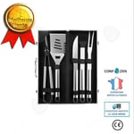 CONFO® femdelad BBQ Combo Set, aluminiumlåda, rostfritt stål grillset, BBQ Tool för