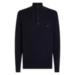 Pull Tommy Hilfiger coton biologique avec manches longues et col camionneur marine