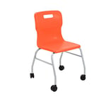 Office Hippo Classroom Desk Chair on Wheels, Orange, 52 x 49.5 x 83 cm