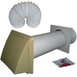 Beige 100mm Round Wall Vent kit & 1.4m hose. For tumble dryer or extractor fan