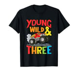 Kids Young, Wild & Three 3rd Birthday 3 Year Old Toddler T-Shirt