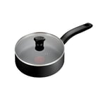 Tefal Titanium Essential Sautepan 26 cm + Lid, High-Performance Non-Stick Coating, Metal Spatula Safe, All Hobs excluding Induction, B9413344