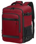 KLOSTAIN Sac à Dos Voyage Cabine Avion 45x36x20 pour Easyjet 30L Baggage Cabine Grande Bagage à Main sous Le Siège Sac à Dos Homme pour Ordinateur Portable 14 Pouces Rouge