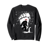 Funny Bigfoot Christmas Loch Ness Santa Hat Snowflakes Xmas Sweatshirt