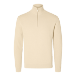 Selected Homme Stickad Tröja Half Zip DANE Beige