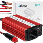 Odoga Convertisseur 12V 220V Voiture – Transformateur 500W, Onduleur, USB Ports de Charge Doubles 4.2A, Convertisseur de Tension, Recharger Votre Ordinateur Portable, Ipad, Iphone et Plus