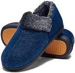 Mishansha Chausson Homme Hiver Pantoufles Homme Hiver Chaud Chaussons Fourrés Mousse Mémoire Antidérapante Charentaises Doublure Slippers Bleu foncé,Gr.39