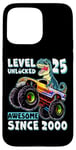 iPhone 15 Pro Max Level 25 Unlocked T Rex Monster Truck Dinosaur 25th Birthday Case