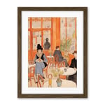 Artery8 A Bustling Parisian Cafe in the Style of Toulouse Lautrec Paris French Orange Artwork Framed Wall Art Print 18X24 Inch