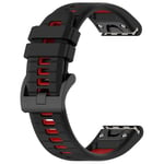 Silikonarmband till Garmin Fenix 7 / Fenix 7 Pro 22mm - Svart/Röd