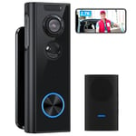 XTU Wireless Video Doorbell Camera with Chime, 2.7K HD WiFi Security Camera Door bell with Multi-angle Bracket, Battery Operated, PIR Motion Detection, 2-Way Audio, Night Vision, Works with Alexa