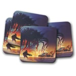 4 Set - Fantasy Alien Invasion Coaster - Monster Gaming Gamer Car Gift #14001