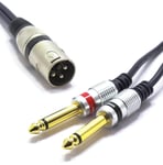 Câble XLR Mâle vers Double Jack 6.35mm Mono 1.5m Audio Adaptateur Prise 3 Broches Connecteur XLR vers 2x Mâle Jack 6.35 TS Câble de Connexion Microphone Audio splitter Stereo.[G983]