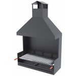 Fm Calefaccion - Barbecue bbq au charbon et bois 100 cm grille inox - Avec paravents et hotte