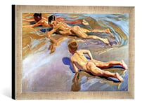 Kunst für Alle 'Encadré Image de Joaquin Sorolla y Bastida Children on The Beach, 1910, d'art dans Le Cadre de Haute qualité Photos Fait Main, 40 x 30 cm, Argent Raya