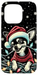 Coque pour iPhone 15 Pro Cordon lumineux de Noël à mâcher pour chihuahua