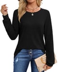 Aokosor Black Jumpers for Women Crewneck Ladies Oversized Sweatshirt Lightweight Halloween Outfits Size 22-24