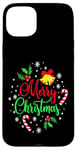 iPhone 15 Plus Merry Christmas Happy holidays Jingle Bells and Snowflakes Case