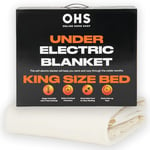 OHS King Size Electric Blanket Sheet, Heated Mattress Topper 3 Heat Settings Quick Heat Up Easy Fit Straps Overheat Protection Electric Underblanket Bed Warmer, White - 165 x 137cm