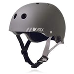 80Six Dual Certified Kids Skate Helmet for Boys/Girls Ages 5 to 14+ Triple Comfort & Protection - Perfect for Roller Skates, Bike, Scooter, BMX, Skateboard, Bike Helmet (Grey Matte, Age 14+)