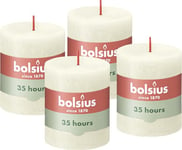 Bolsius Rustic Pillar Candle- Ivory - Pack of 4 - Long Burning Time of 35 Hours - Household Candle - Interior Decoration - Unscented - Natural Vegan Wax - No Palm Oil - 8 x 7 cm - Advent