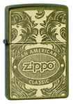 ZIPPO - zippo Logo - Antique Brass - Essence Briquet Coupe-Vent, Rechargeable, dans Une boîte Cadeau de Haute qualité