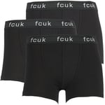 French Connection Mens Core Three Pack Trunks Black Boxers Cotton Underwear Fcuk