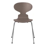 Fritz Hansen - Myran 3101 Deep Clay Färgad Ask/Silver Grey - Matstolar - designer_arne_jacobsen - Grå - Metall/Trä