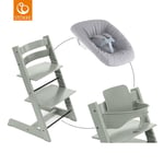 STOKKE® Mega Tripp Trapp® Set Barnstol bok Glacier Green inkl. Newborn Set™ Grey och Babyset V2 Glacier Green