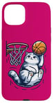 Coque pour iPhone 15 Plus Belle idée cadeau design drôle chat qui fait du basketball